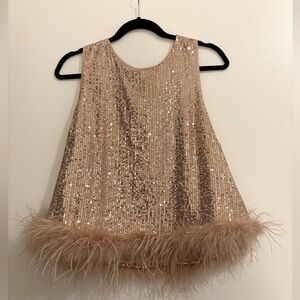 SEQUIN FEATHER TANK TOP - Perfect for holiday party wear